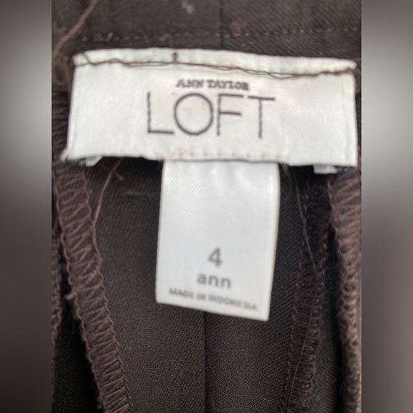 Ann Taylor Loft Brown-Straight Wide Leg Trousers-“Ann”-Size 4. Sewn in pockets. - Picture 6 of 7